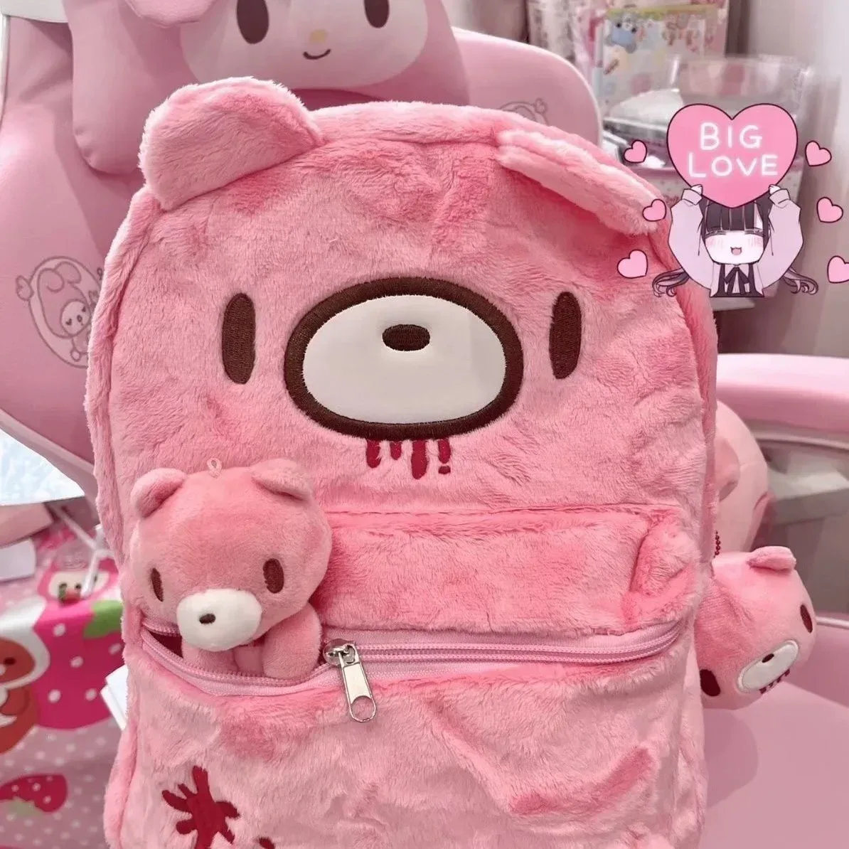 sac à dos ours en peluche rose y2k, sac de poupée mignon et effrayant, sac à dos gothique punk en forme d'animal en peluche, pour femmes et filles, streetwear harajuku, cadeau