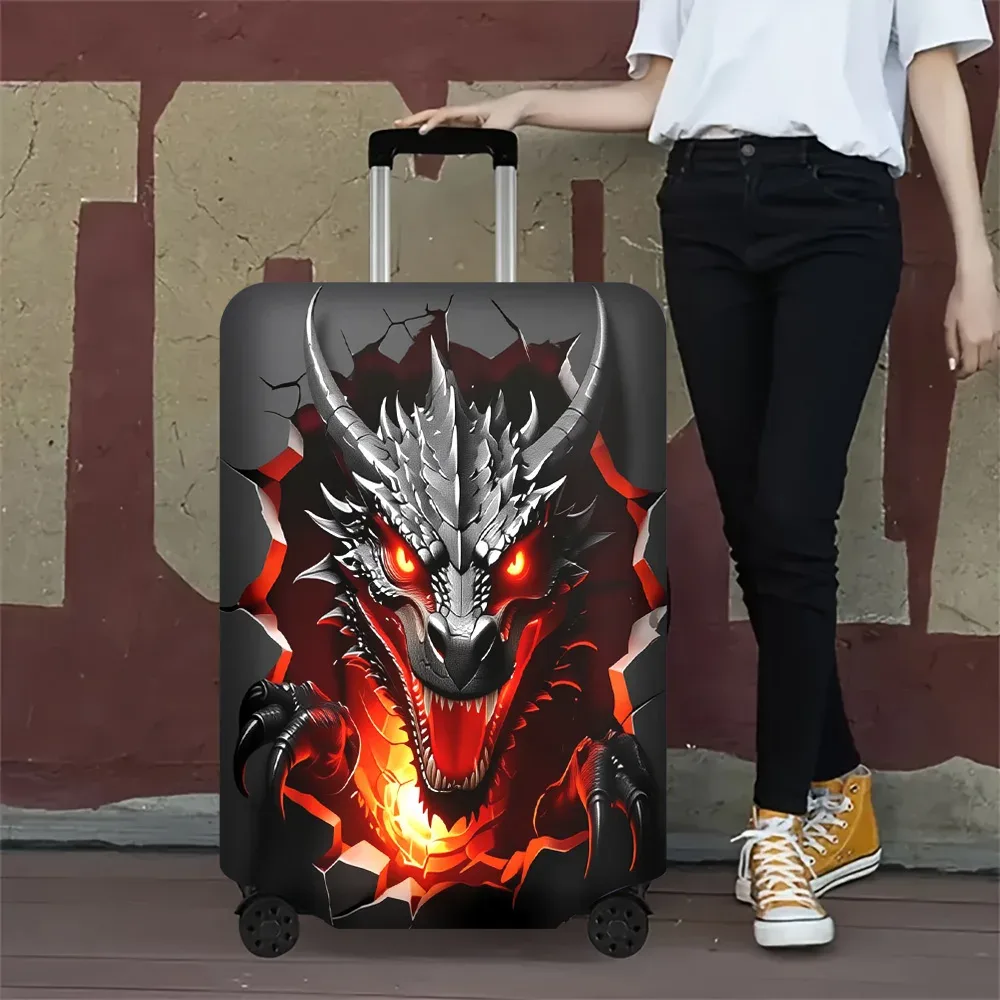 1 housse de bagage imprimée avec motif de tête de dragon en 3d. convient aux valises de 18 à 32 pouces ; protège efficacement vos bagages.