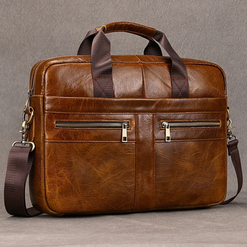 luufan-sac à main d'affaires en cuir véritable pour homme, sac pour ordinateur portable 15 ", étui à bombes pour homme, sac pour document a4, message lancé, sac d'ordinateur, fourre-tout de travail
