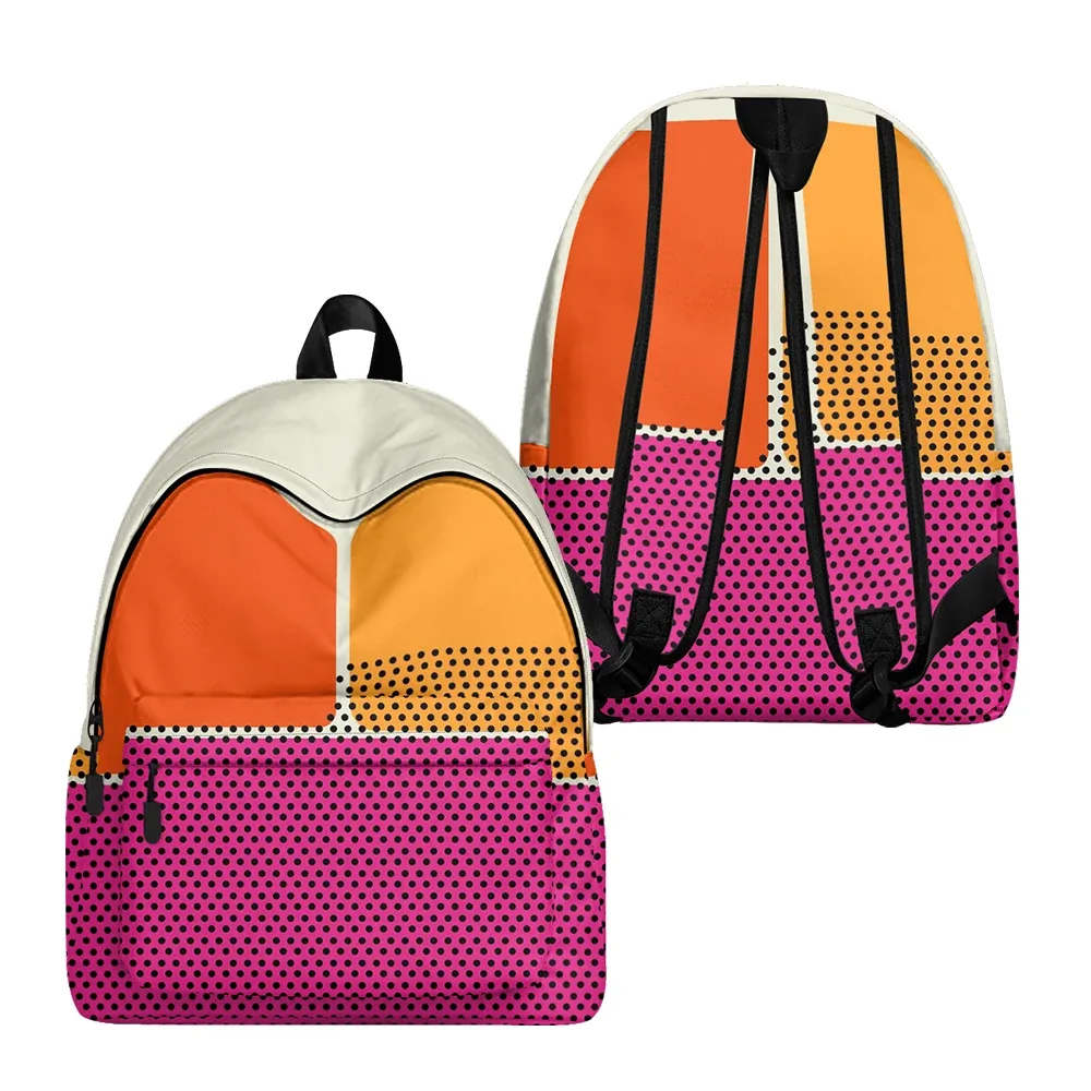 sac à dos imprimé blocs de couleurs à pois, sacs à crayons, sangles réglables, léger et durable, kit essentiel pour l'école de voyage pour adolescents