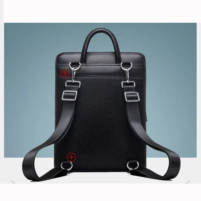 nouvelle mode peau de vache en cuir véritable hommes sacs à dos en cuir naturel véritable étudiant sac à dos marque de luxe grand ordinateur pochette d'ordinateur