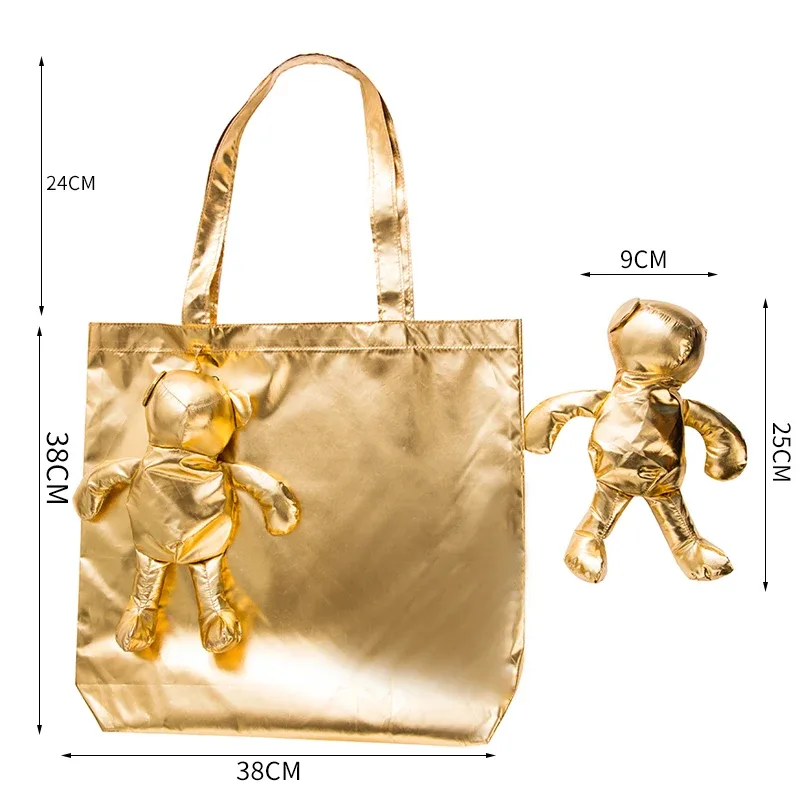 sac fourre-tout imperméable en coton enduit d'argent eco, rembourrage en coton, sac de courses réutilisable de haute qualité, grande capacité