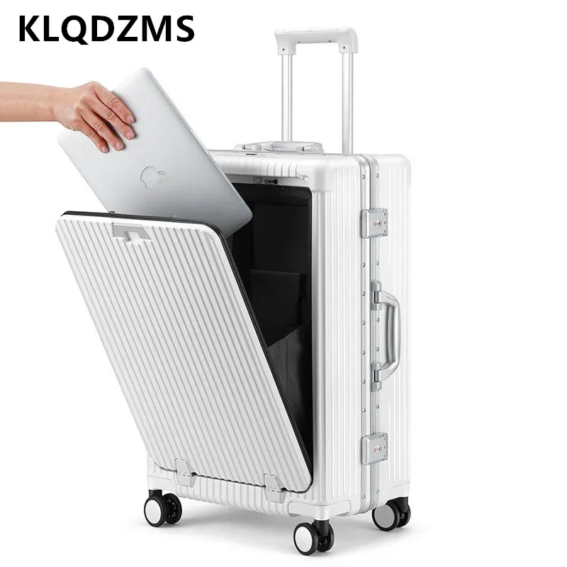 KLQDZMS Bagage multifonctionnel à ouverture frontale 18"20"24 pouces, cadre en aluminium, bagage de cabine durable, valise portable pour ordinateur portable
