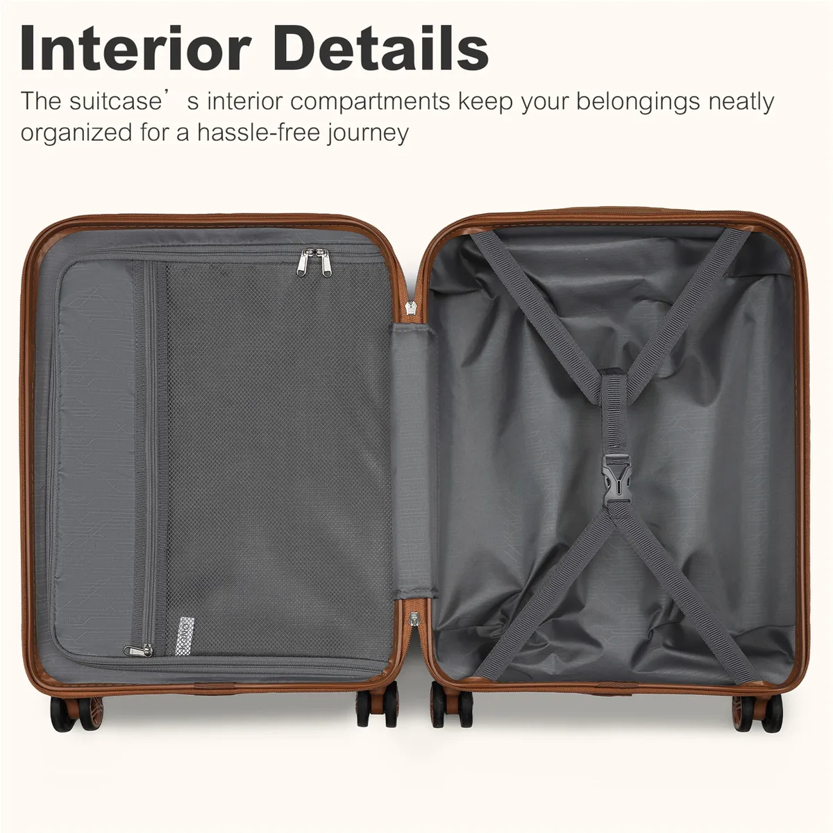 ensemble de valises rigides kono 3 pièces en abs+pc avec 4 roulettes pivotantes et serrure tsa, ensemble de valises trolley 20+24+28 pouces