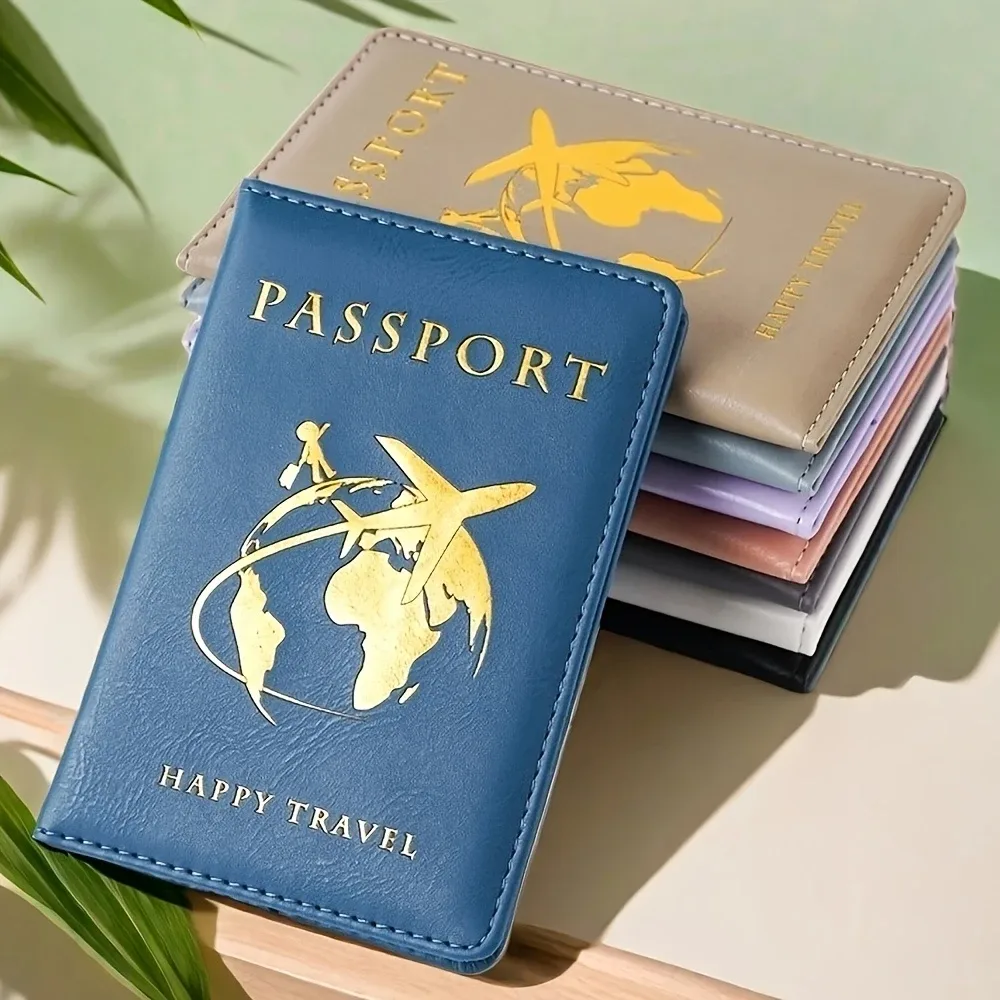 1 porte-passeport haut de gamme – Portefeuille de voyage compact et pliable avec motif carte du monde pour carte de vaccination et carte d'identité