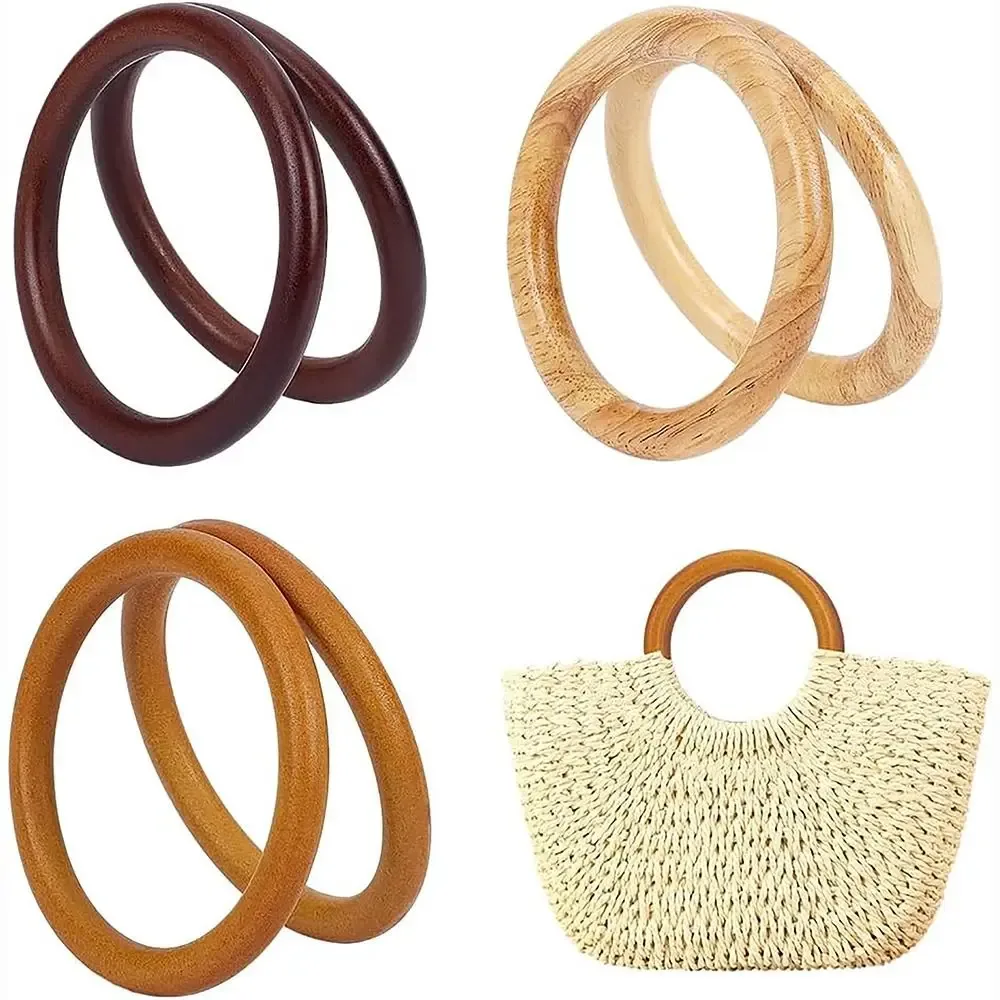 1/2 pièces poignées de sac rondes en bois, remplacements pour sacs à main faits main, sacs de plage, sacs à main et sacs à bandoulière