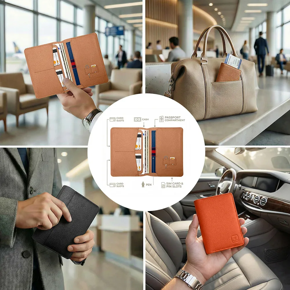 portefeuille passeport wiwu master, étui en cuir pu anti-rfid, pochette de rangement, sac de transport, pochette de transport, doux pour la peau