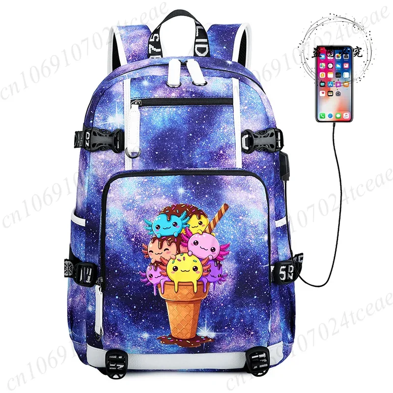 sac dos toile animaux bleu violet galaxie humour compartiment intérieur poignées latérales courbe physiologique dos usage étudiant transport matériel