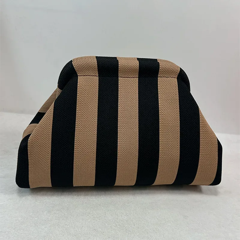 sacs à main tissés au crochet pour femmes, pochette de plage d'été, sacs à main tricotés, pochette de boulettes froncée, mignon nuage décontracté, sac colorblock