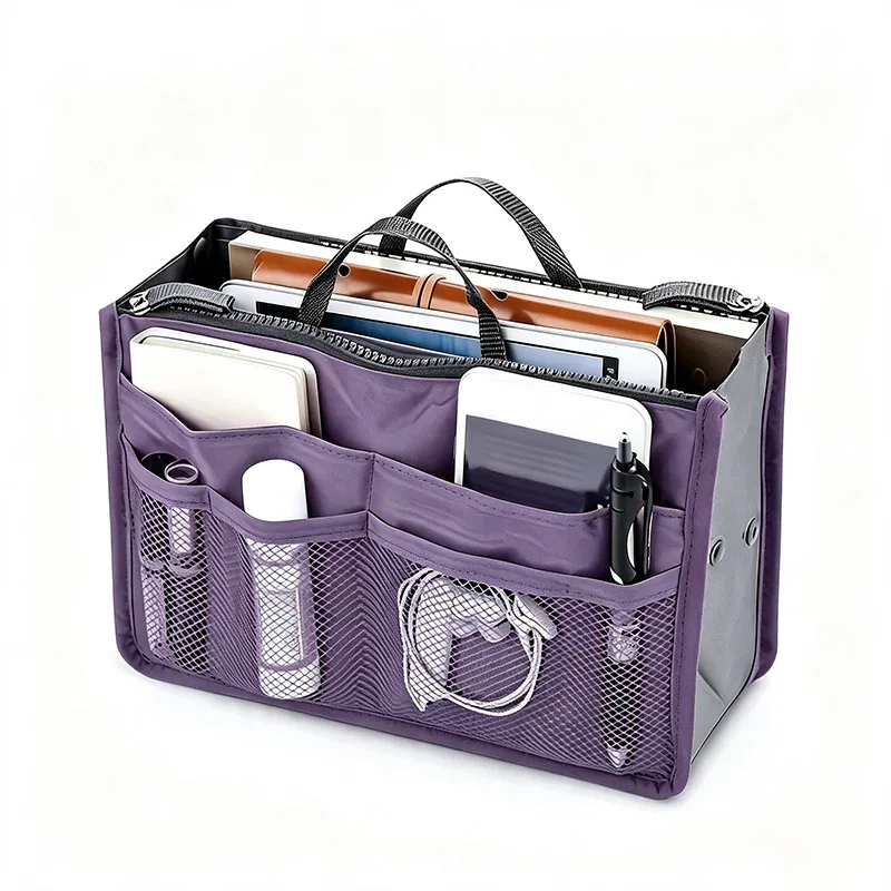 sac de rangement multifonctionnel à double fermeture éclair, grande capacité, pour le rangement de maquillage et articles de toilette, grand sac de classification.