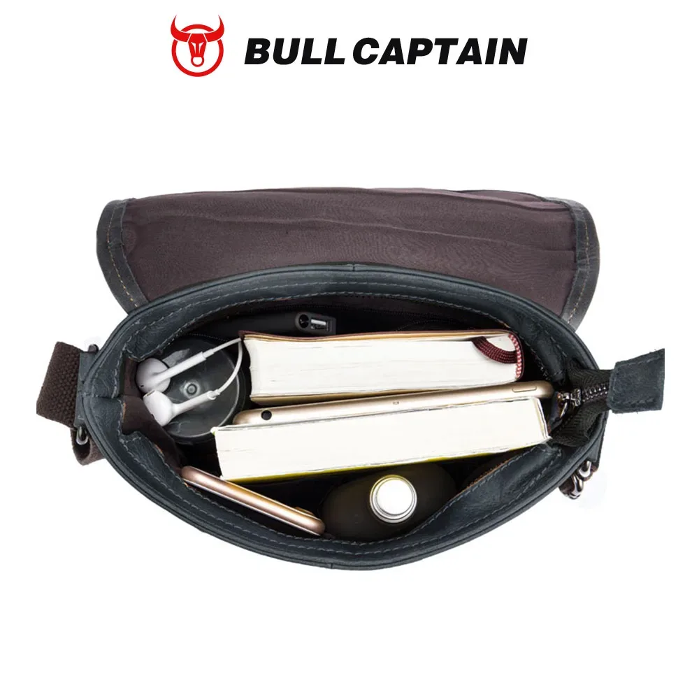 bullcaptain sac à bandoulière en cuir pour homme, décontracté, sportif, pour l'extérieur, en cuir souple de première qualité, tendance, petit sac plat pour affaires