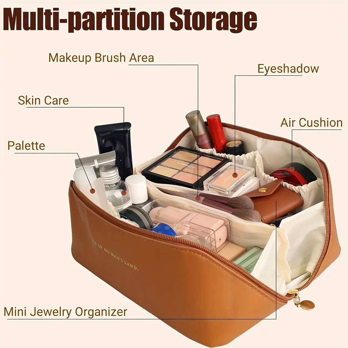 organisateur de maquillage trousse de toilette féminine sac trousse de maquillage pochette de rangement boîte de luxe pour dame, sac à cosmétiques, sac de rangement pour voyage zip