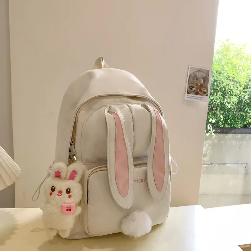 sac à dos pour filles, version coréenne, harajuku, pour lycéennes, style japonais, mignon, avec oreilles de lapin, sac à dos polyvalent pour le campus