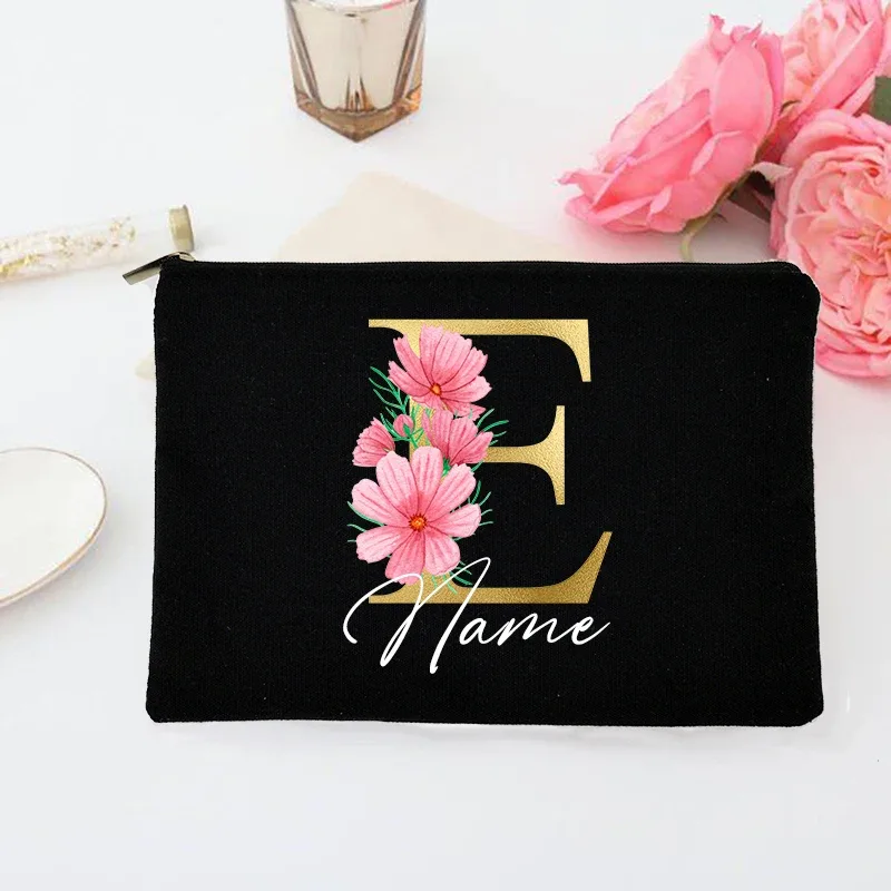 pochette de maquillage personnalisée avec initiales et nom, trousse de toilette de mariée, pochette de toilette monogramme, cadeaux de mariage pour demoiselle d'honneur
