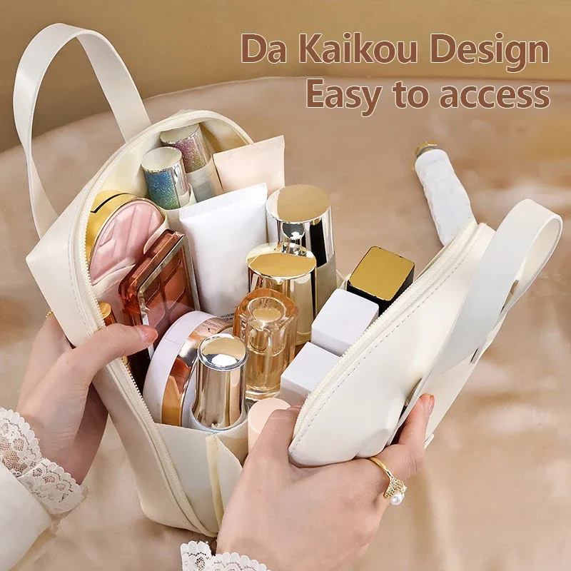 sac à cosmétiques portable de grande capacité, sac de rangement de maquillage étanche, sac de rangement de cosmétiques tendance de haute valeur esthétique