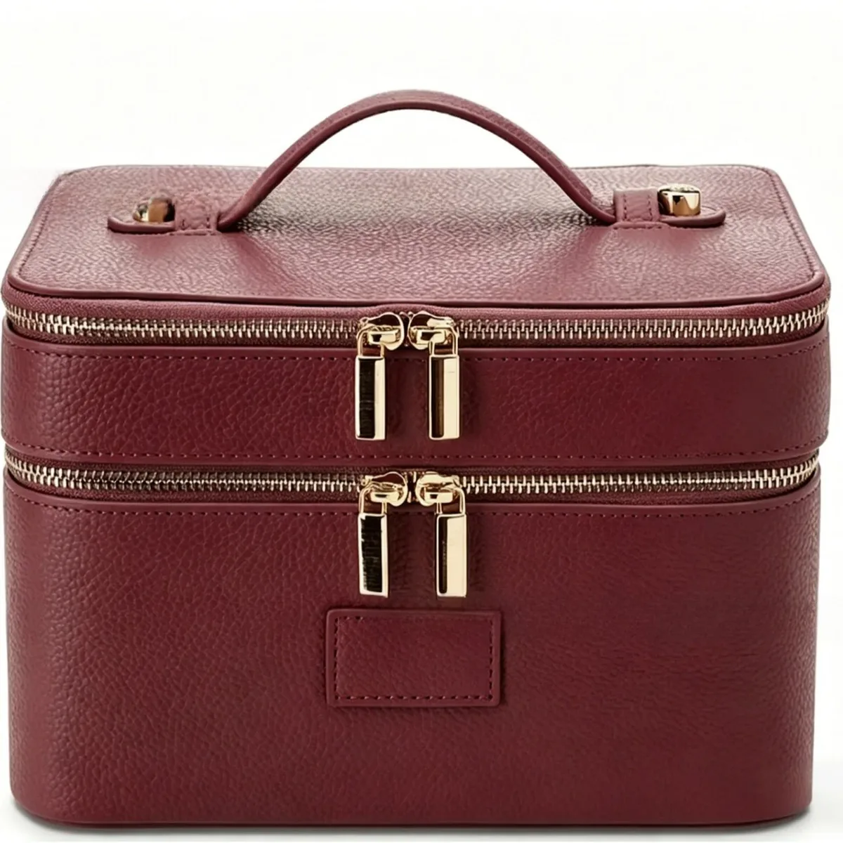 nouvelle trousse de maquillage double couche en cuir pu imperméable grande capacité haut de gamme, sac de voyage et de rangement pour cosmétiques