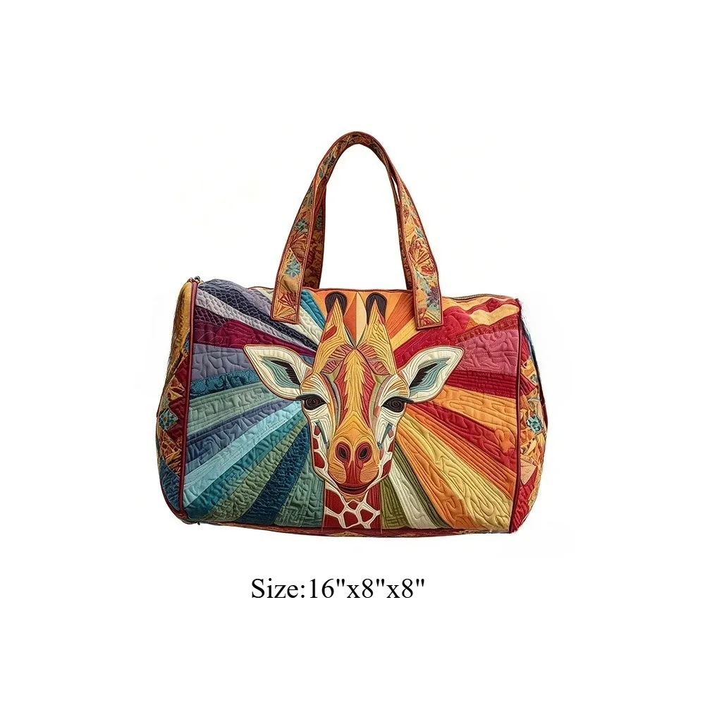 sac de voyage matelassé, sac de week-end, imprimé girafe 3d, bagage à motif animal africain, sac à main pour les vacances, la plage, le camping