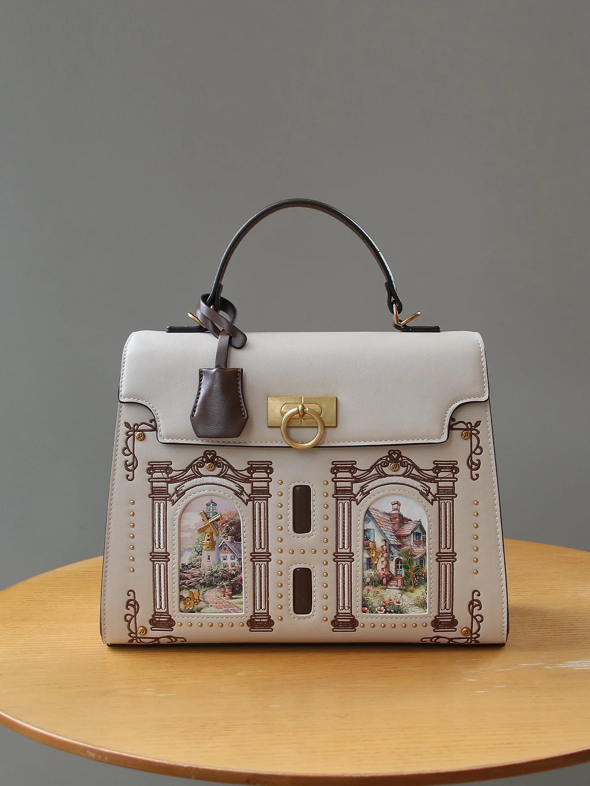 nouveau sac à main de luxe 2026 au design de niche, sac fourre-tout grande capacité avec broderie chat elfe au style sophistiqué, sac rétro grande capacité tendance motif chat