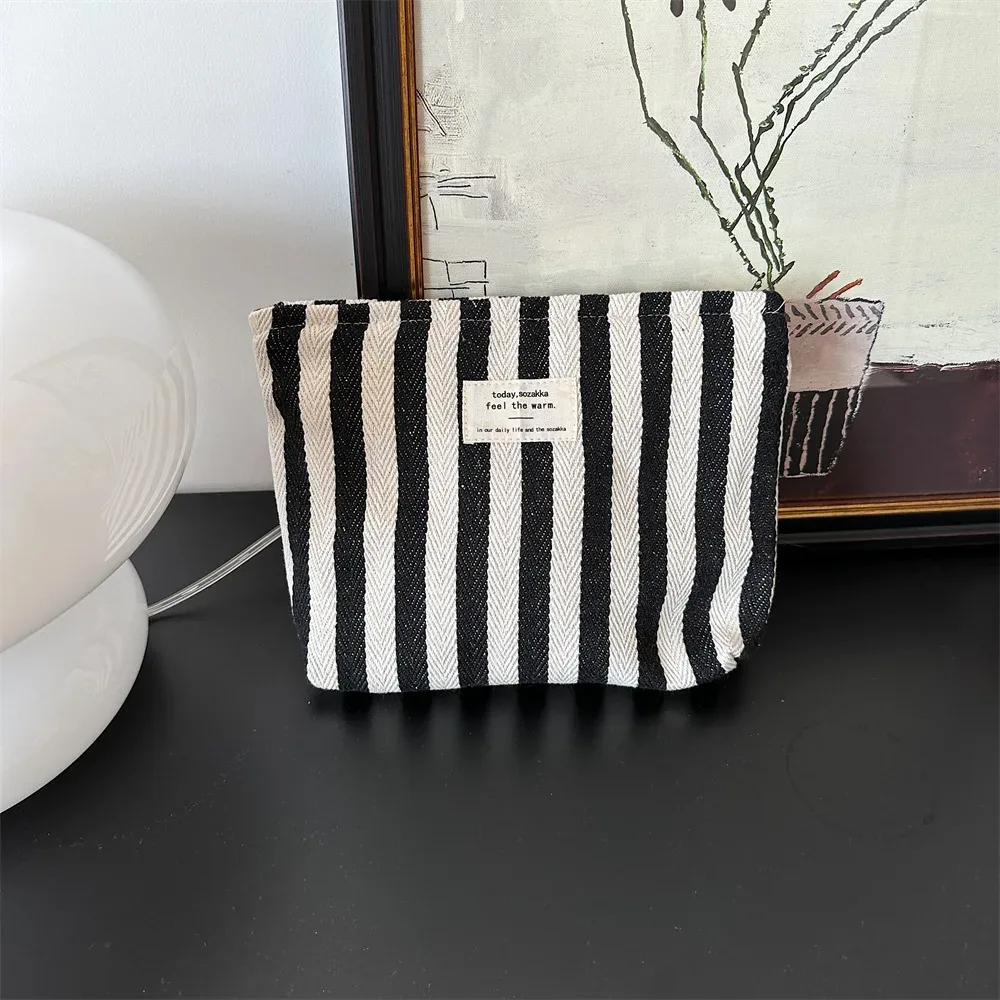 sac à cosmétiques à rayures, sac à cosmétiques étanche pour femmes, petit sac de rangement, étui de maquillage, pochette de voyage organisateur pour dames