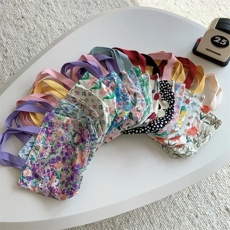 sac de shopping en toile simple pour femmes, sacs à bandoulière pliables, pochette alimentaire de pique-nique, petit fourre-tout, boîte à déjeuner pour étudiants