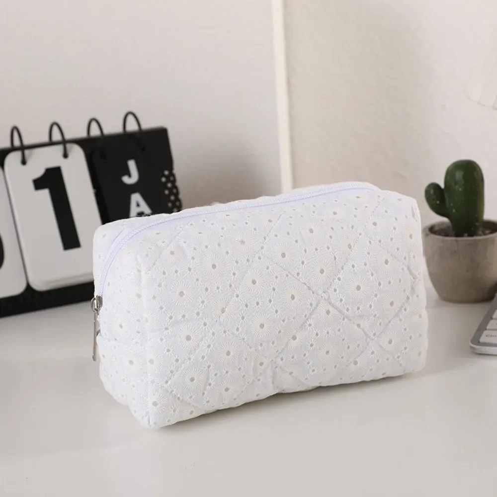 trousse de maquillage durable en coton doux, imprimé floral matelassé, grande capacité, pochette cosmétique, trousse de toilette pour soins de la peau et essentiels de beauté