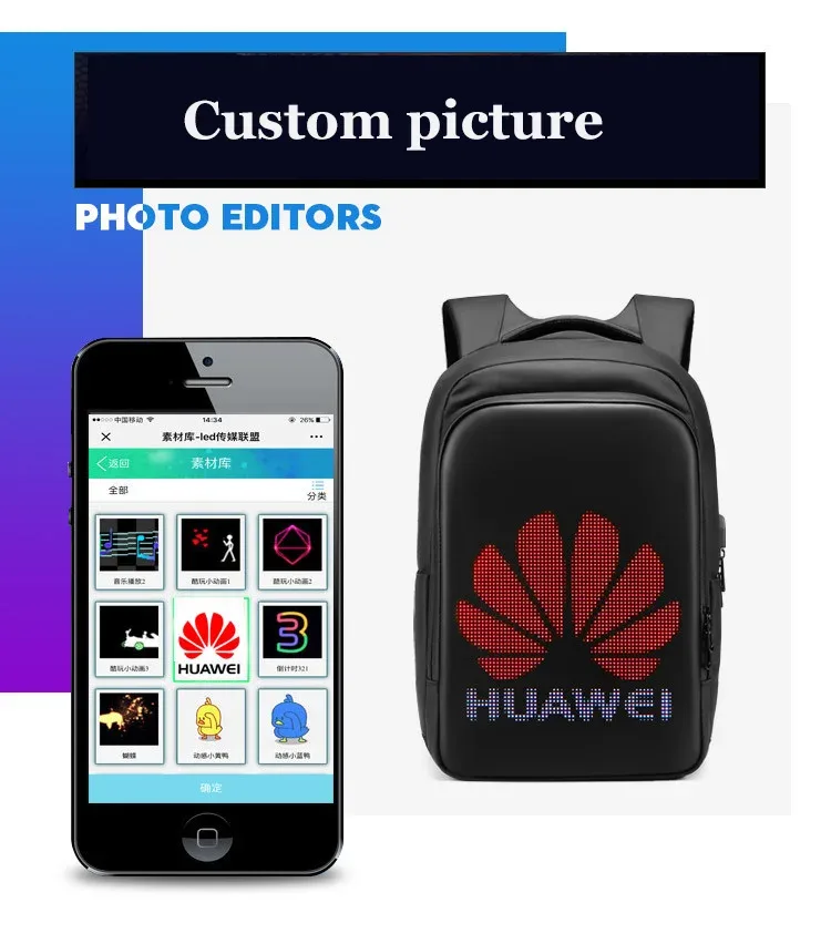 infeylay – sac à dos avec écran d'affichage led pour homme et femme, accessoire intelligent pour affaires, école et outils multimédia, outil de diy