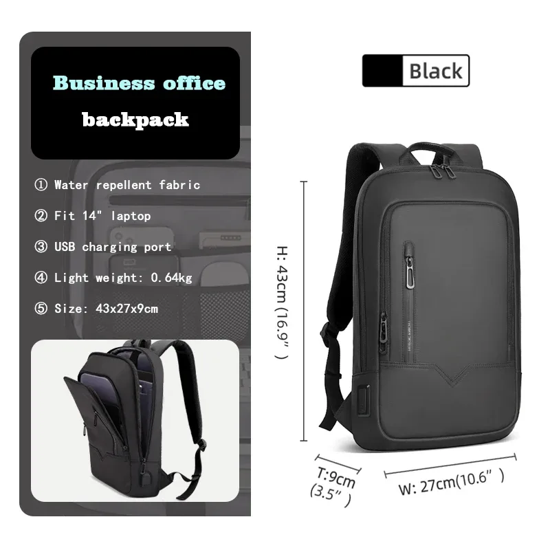 sac à dos heroic knight pour hommes, sac à dos d'affaires mince pour tablette, sac à dos de voyage léger pour ordinateur portable 14 "15.6" 17 pouces pour le travail et l'université