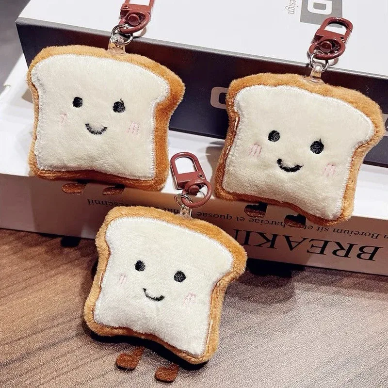 porte-clés pain grillé, poupée alimentaire en peluche de dessin animé, pendentif de voiture, sac à dos, breloques, accessoires de décoration de sac