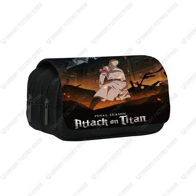 trousse à cosmétiques shingeki no kyojin, sac à stylos, levi eren, boîte à crayons, porte-brosse, étuis scolaires, anime attack on titan