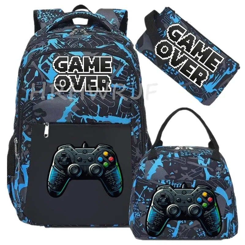 lot de 3 sacs à dos camouflage pour garçons avec sac à déjeuner, grande capacité, pour l'école, les livres et les voyages