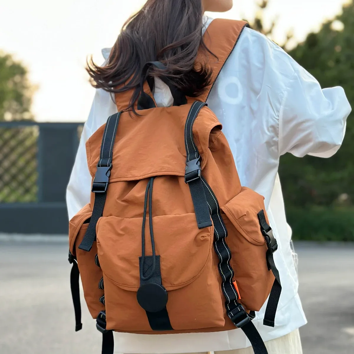 sac à dos léger à cordon extérieur de style japonais pour filles, sac à dos de voyage décontracté, sac d'école de sport pour hommes, grande capacité, cyclisme, voyage d'affaires, sens haut de gamme