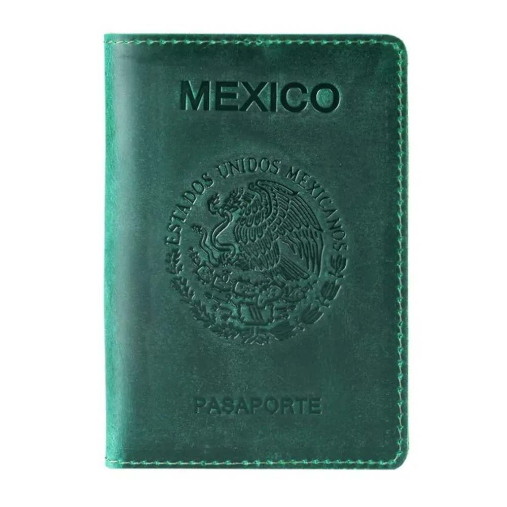 aiguoniu haut de gamme mexique couverture de passeport en cuir véritable pour porte-carte de crédit mexicain vintage hommes femmes étui de passeport voyage wa