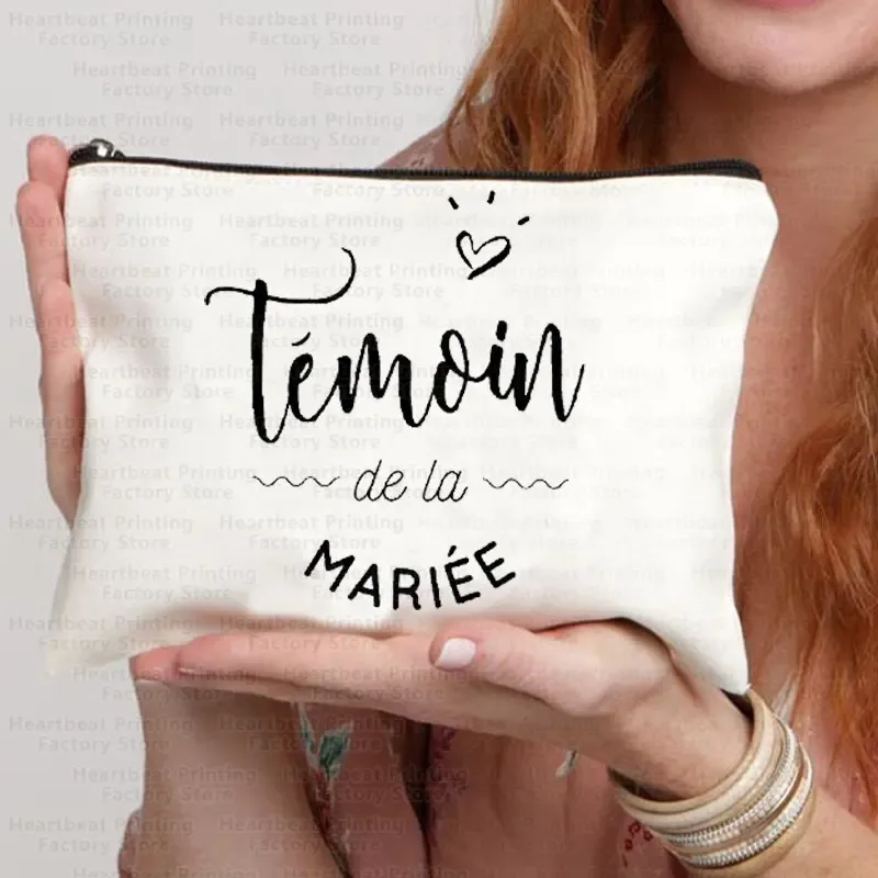 témoin sac de témoin nom doré sac cadeau de mariage kit d'enterrement de vie de jeune fille sac sacs de maquillage sacs de toilette de demoiselle d'honneur merci sac cosmétique
