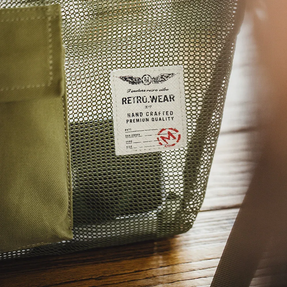 maden – sac à bandoulière vert d'extérieur pour hommes, sacoche d'été légère en maille avec sangle réglable, pochette pour téléphone pour la randonnée et le quotidien