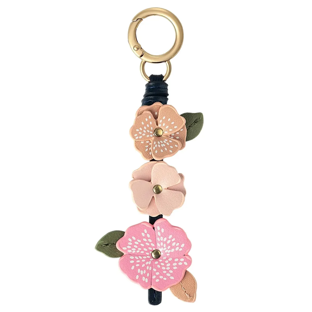 pince clef fleur noire ornementation sac main anneau métallique fermoir superieur décoration tridimensionnelle voyage femmes