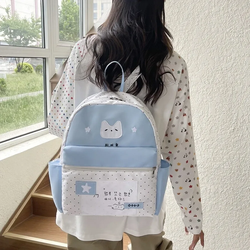 nouveau sac à dos à pois pour enfants, léger, multifonctionnel, grande capacité, blanc, dessin animé, mochilas d'extérieur