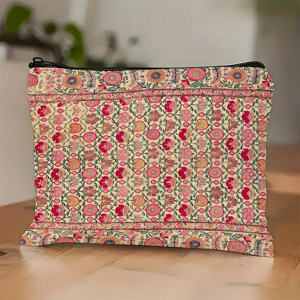 trousse de maquillage bohème vintage, trousse à cosmétiques brodée indienne, organisateur de cosmétiques de voyage léger et pliable, trousse de toilette