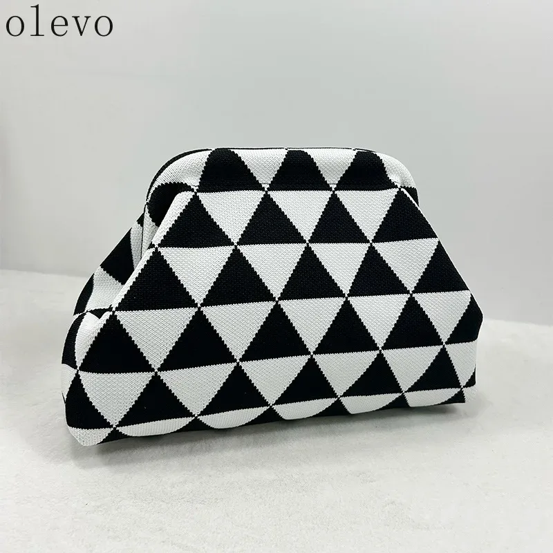 sac à main d'été pour la plage, sacs à main en crochet tissé pour femmes, sacs à main en tricot, pochette plissée, sac nuage mignon décontracté, sac colorblock