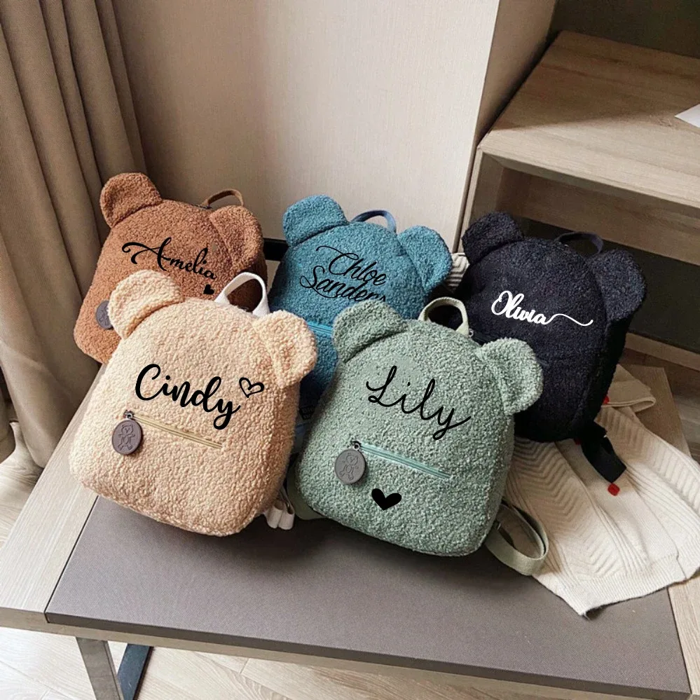 sacs à dos ours personnalisés nom personnalisé portablemini enfants voyage shopping sacs à dos femmes mignon ours en forme d'épaule sac à dos