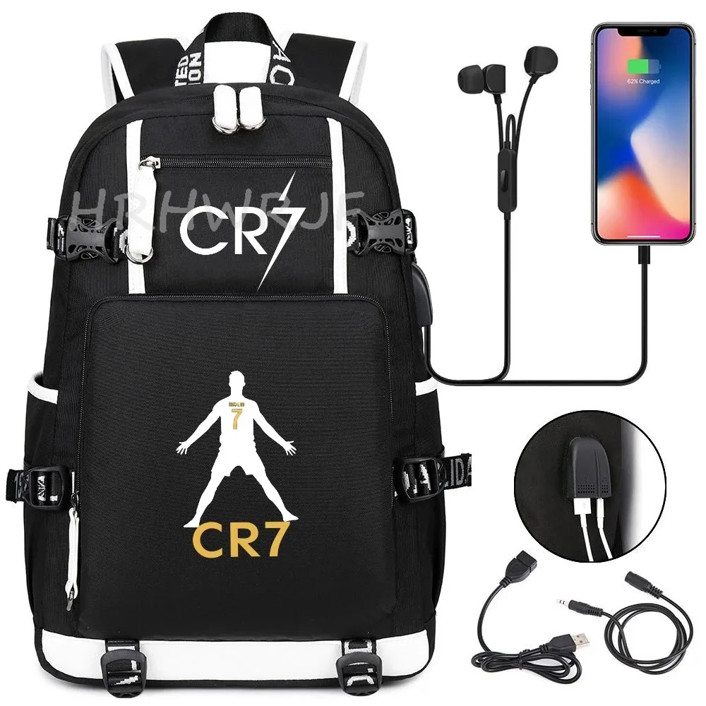 sac à dos camouflage cr7 pour ordinateur portable, sac à dos de randonnée, sacs d'école de 18 pouces, sacs d'école imperméables usb de grande capacité, sac à dos mochilas