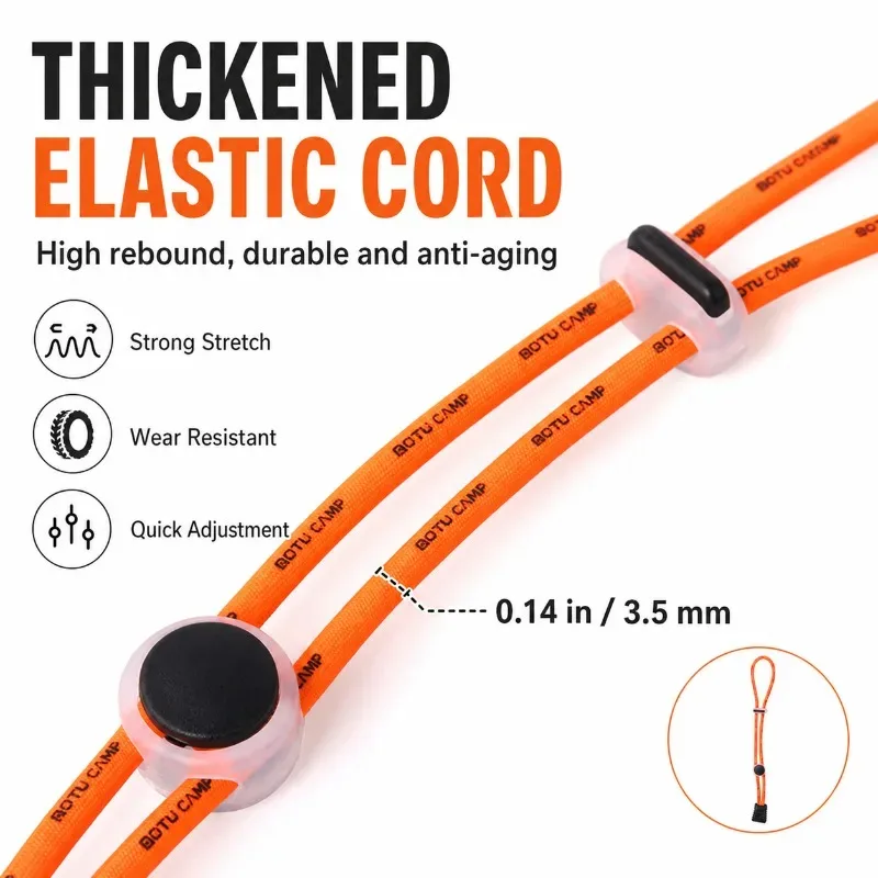corde élastique multifonctionnelle plastique orange boucles noire kaki vert neuron sangle sac utilisation voyage