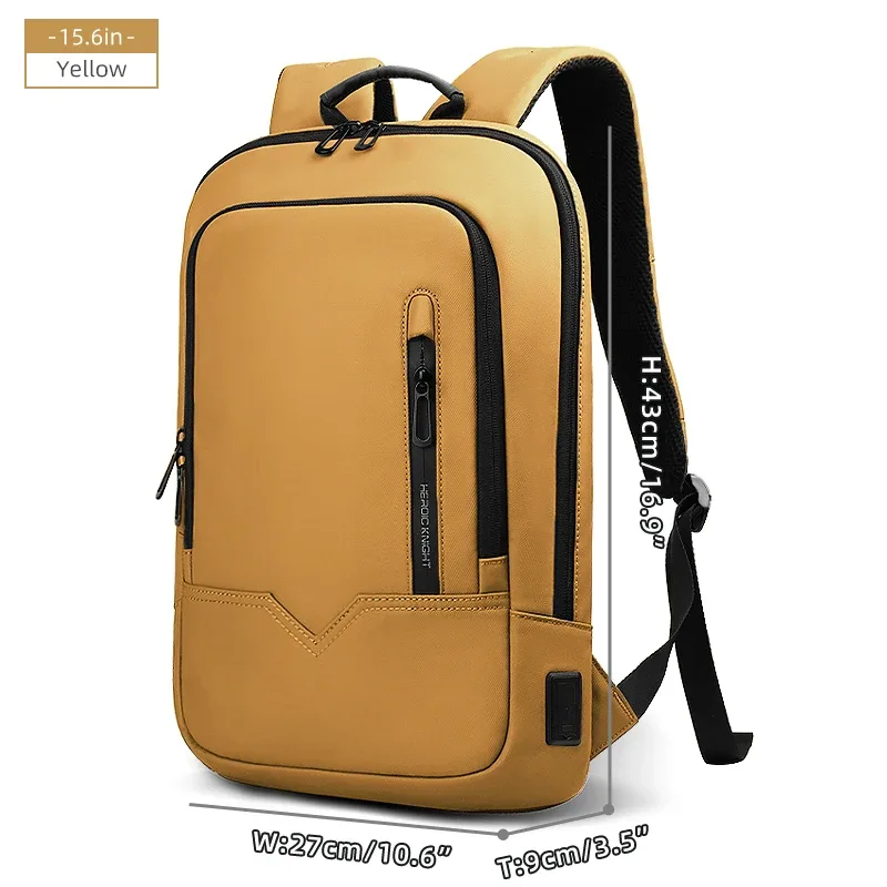heroic knight mince homme travail sac à dos multifonctionnel mode 15.6 pouces sac à dos pour ordinateur portable décontracté étanche voyage d'affaires sac à dos