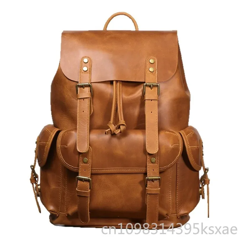 sac à dos vintage en cuir de vache véritable fait main pour homme, voyage, école, collège, décontracté, rétro, élégant, unique