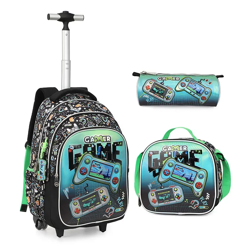 valise sacdos polyester motiffootball chaussuressport bleu roulettes facilitetransport setecolier crayoncase lunchbox thèmefootball usagevoyage scolaire