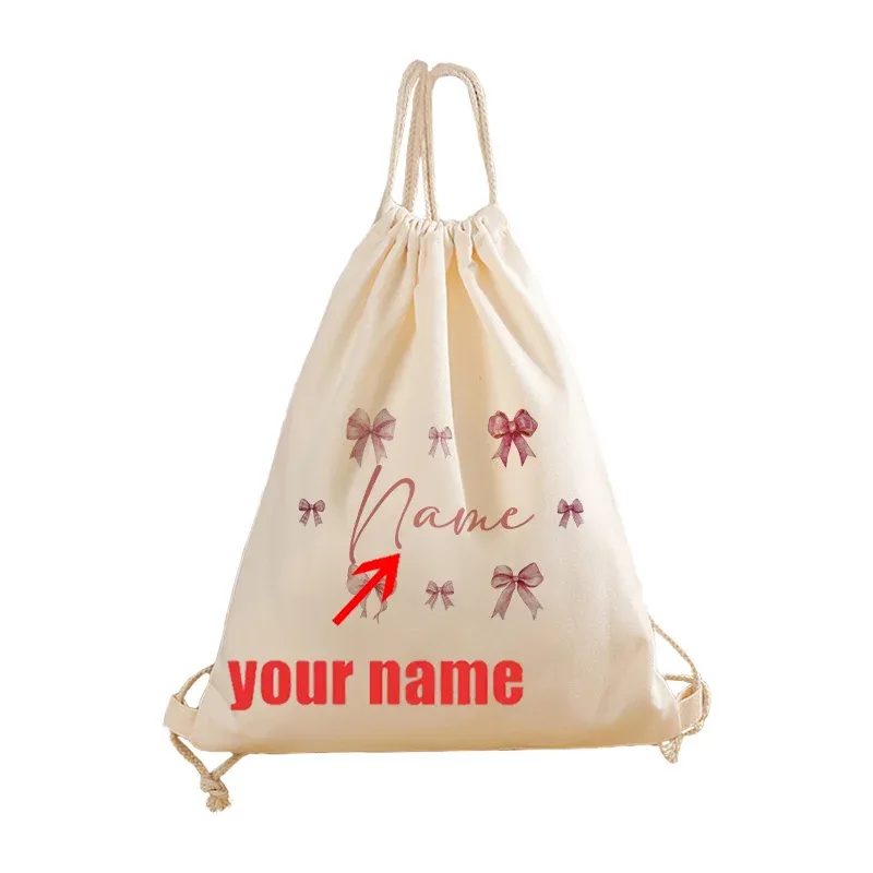 sac à dos personnalisé à cordon de serrage avec imprimé violet et nœuds personnalisés, sac de sport réglable adapté aux voyages sportifs, léger
