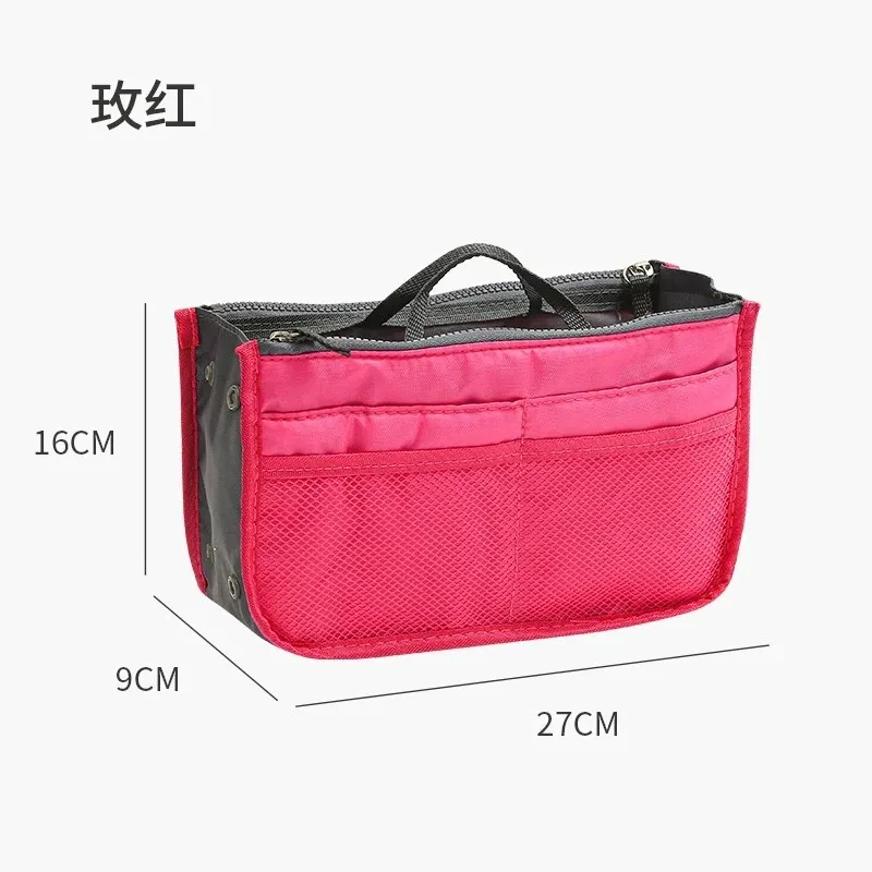 trousse de maquillage et de toilette de voyage de grande capacité, organisateur de cosmétiques à double fermeture éclair, pochette de rangement portable en sac