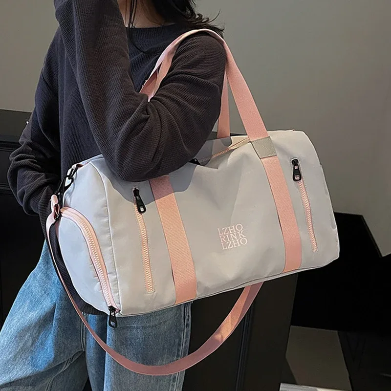 sacs de voyage tendance pour femmes, grande capacité, sac de sport pour hommes, sac de voyage imperméable pour le week-end, sac messager pour femme, compartiment sec et humide