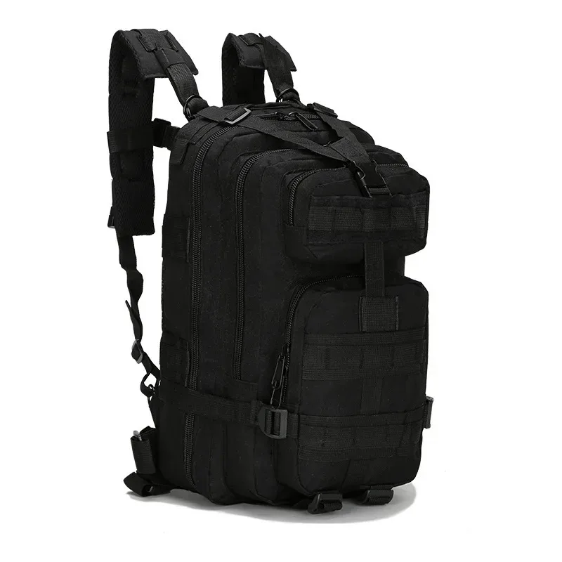 sac dos nylon camouflage noir bandes grises poche ouvrée décoration verrouillage trapézoïdale voyage sport camping randonnée