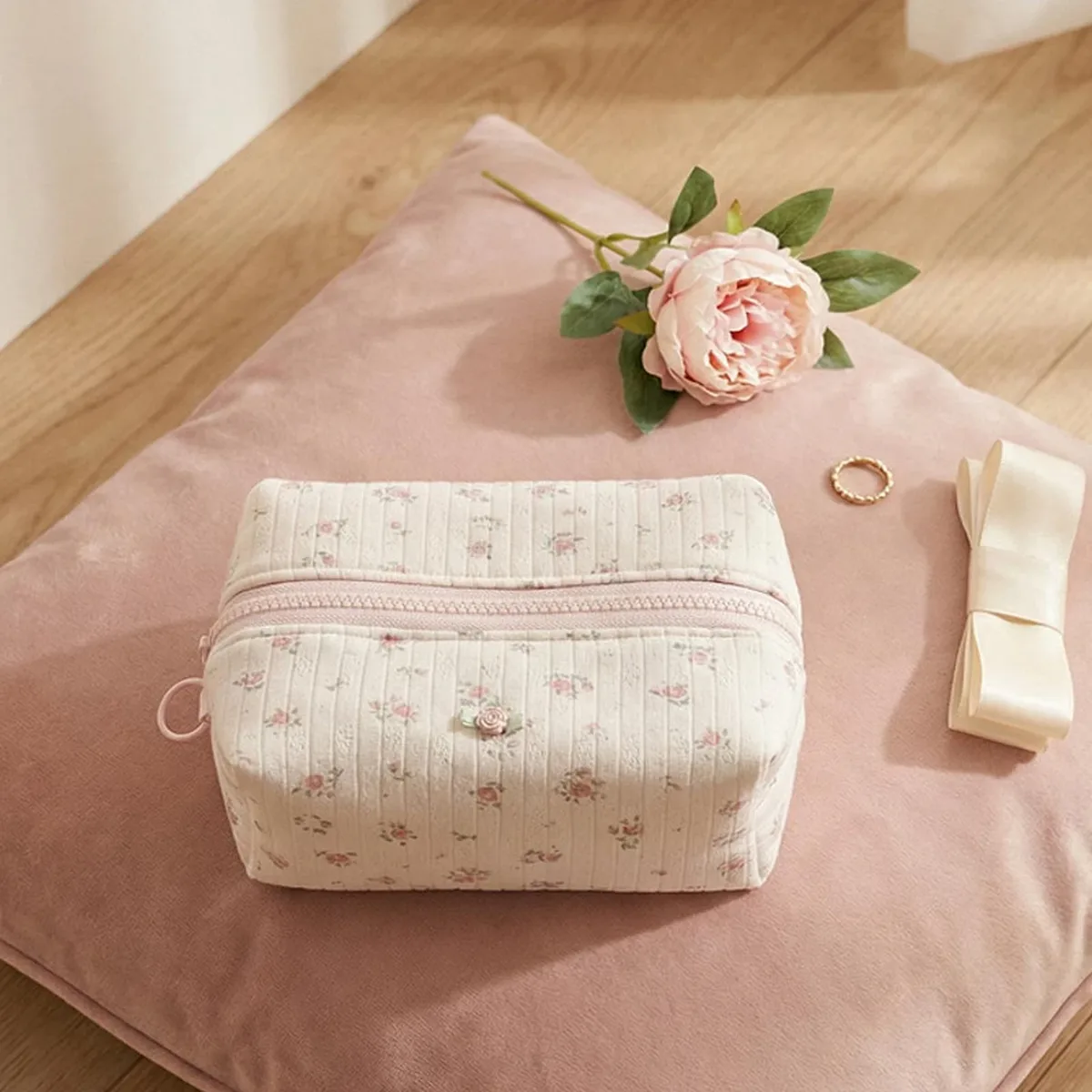trousse de maquillage portable avec fermeture éclair et plusieurs compartiments, organiseur de crayons, organiseur de maquillage cosmétique, grande capacité pour femmes et filles