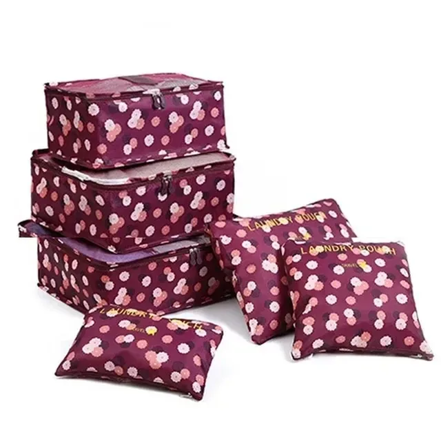 organisateur voyage sac rangement nylon translucide gris rose bleu grande capacité tri chaussures vêtements transport